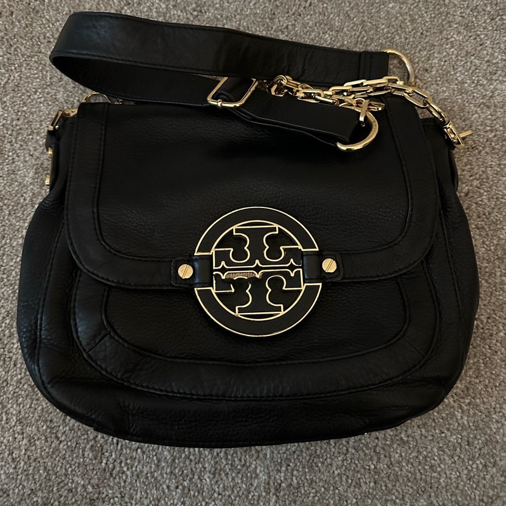 Black and gold Tory Burch crossbody bag